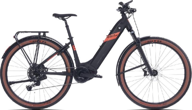 ROCK MACHINE Crossride e700 B Touring Easy Entry barva MATTE BLACK / ORANGE 2024 kola 29 baterie 17,5 Ah